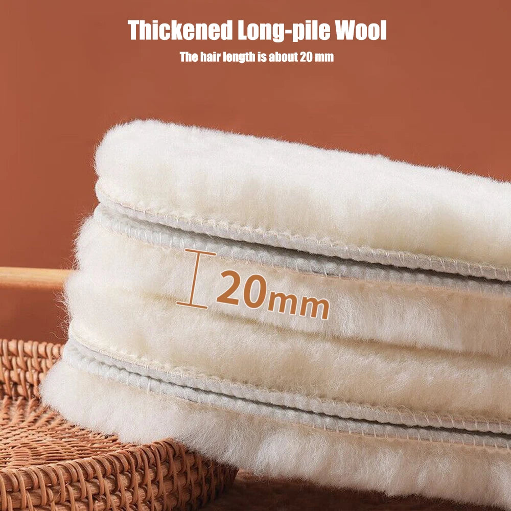 Genuine Sheepskin Fleece Insoles Men Women Winter Thick Cashmere Thermal Real Wool Insoles for Shoes Inner Soles for Snow Boots