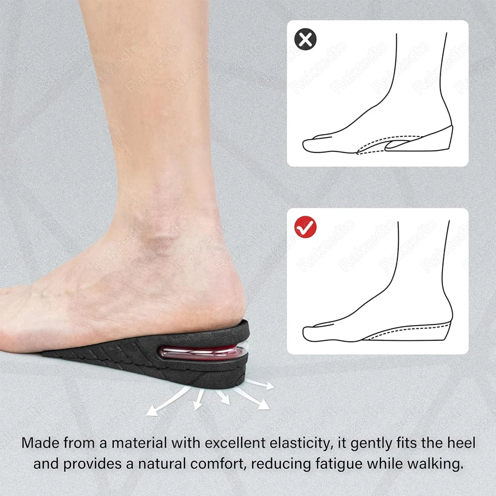 Height Increase Insoles for Men Women Heel Shoe Lift Insert Air Cushion Heightening Insoles Adjustable Shock Absorbing Foot Pad