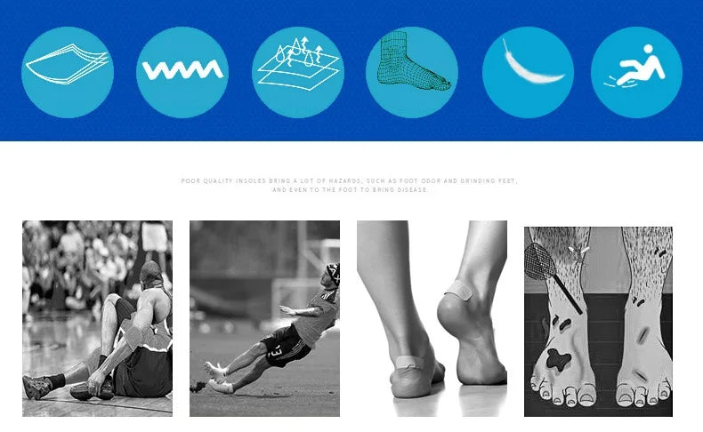 Shock Absorbing Insoles For Shoes Sole Mesh Deodorant Breathable Cushion Running Insoles For Feet Man Women Orthopedic Insoles