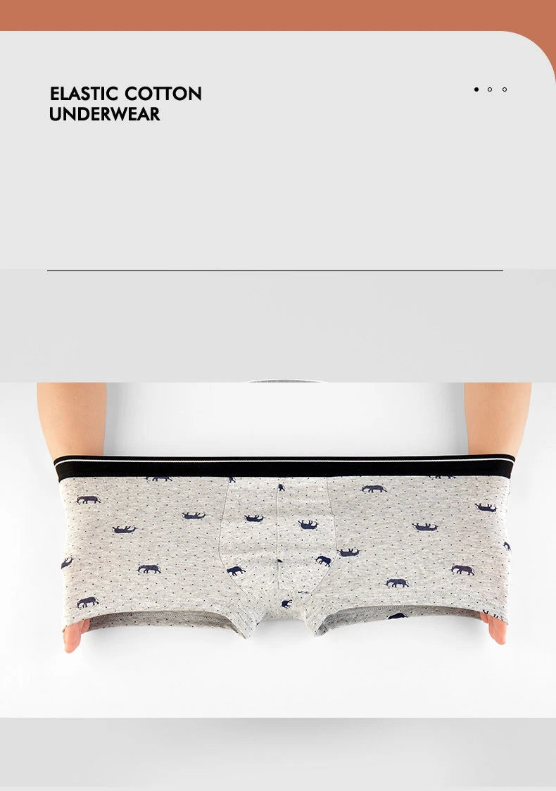 4pcs Men's Panties Sexy Shorts Cotton Underwear Male Breathable Boxers Solid Boxershorts Brand Underpants