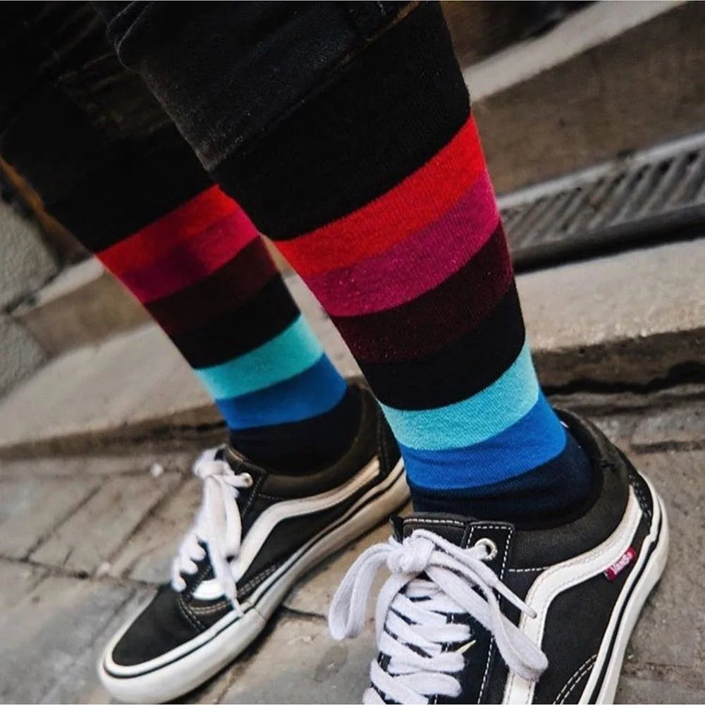 5 Pairs Men Middle Tube Socks Fun Casual Business Socks Colorful Halloween Animal Vintage Happy Woman Cotton Socks