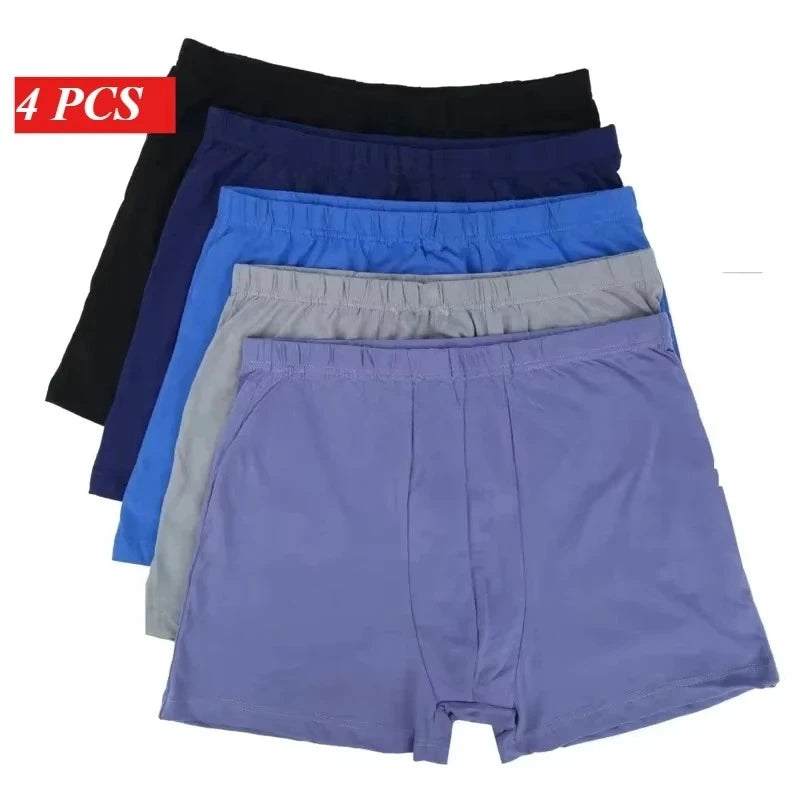 4Pcs 100% Cotton Men's Boxer Briefs Plus Size 8XL-10XL Loose Fit Underwear Big Tall Soft Breathable Anti-Chafing Men Underpants