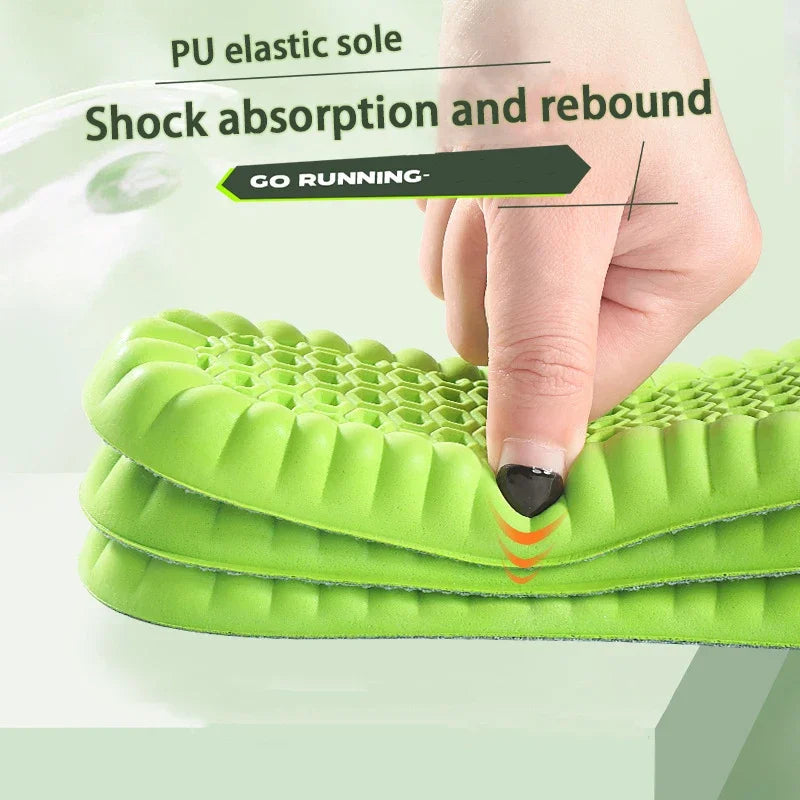 4PCS Soft Elasticity Sole Breathable Comfortable Insoles Men and Women's Sports Shock Absorbing Insole Outdoor Running Insoles