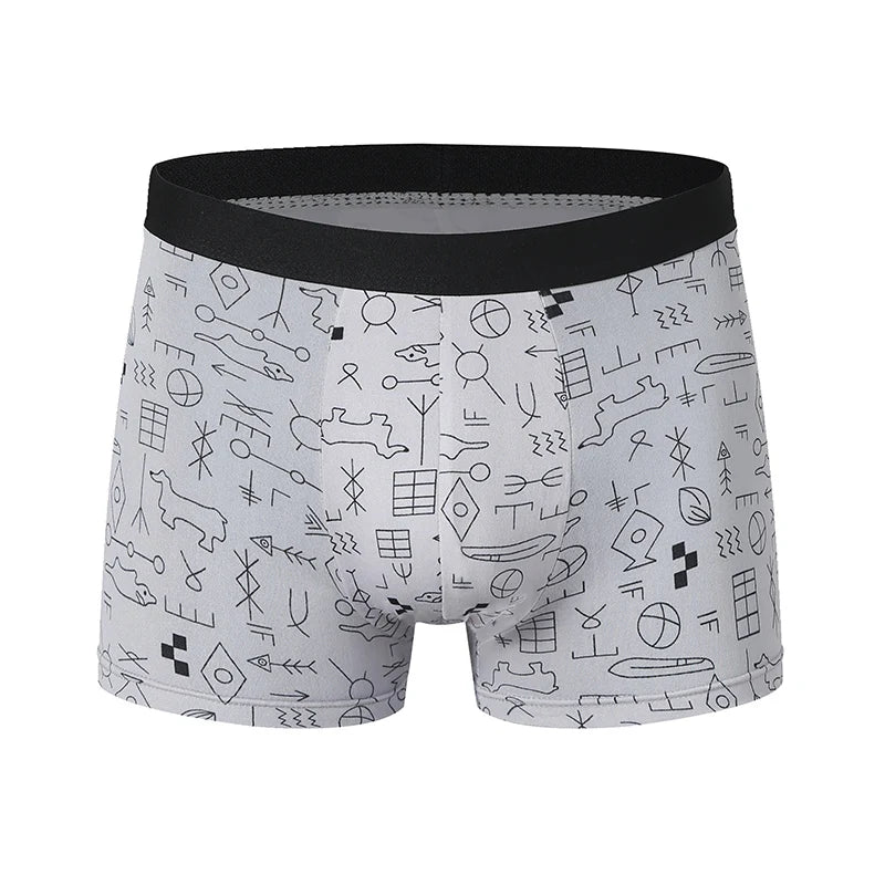 4/10 Pack Europe Plus Size Men's Fashion Printed Underwear Joker Boyshort Comfortable Elastic Waist Shorts Parent-child Pants