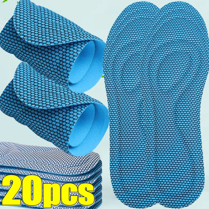 20pcs Memory Foam Orthopedic Insoles Shoes Men Women Nano Antibacterial Deodorization Insole Sweat Absorption Running Cushion