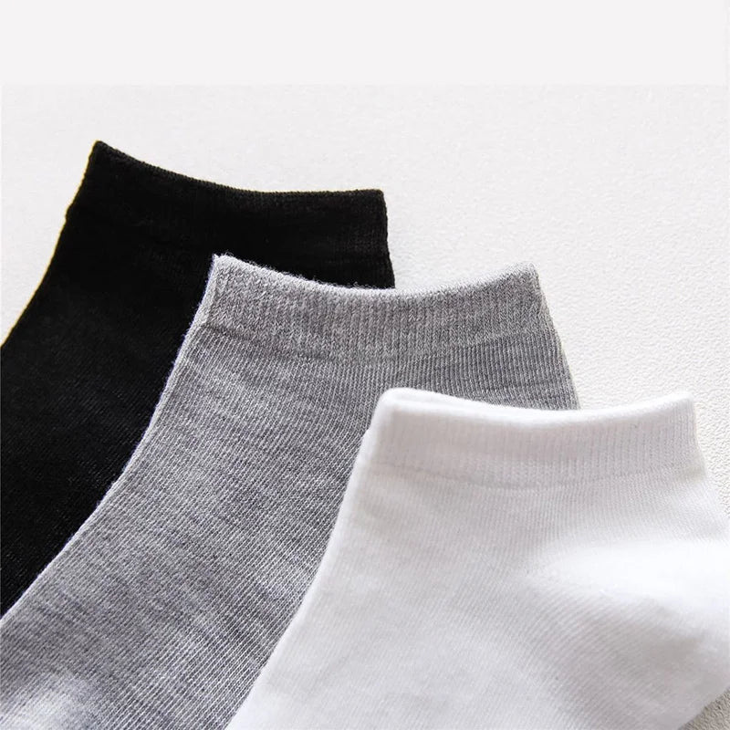 Men Ankle Socks Solid Color Black White Gray Invisible Breathable Cotton Sports Socks Male Short Socks Women Men Sox 10/5Pcs