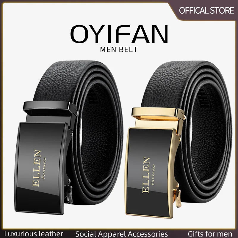 OYIFAN Men Belt Genuine Leather belt for men Alloy buckle ratchet belts Men Designer Belt Automatic belts 벨트