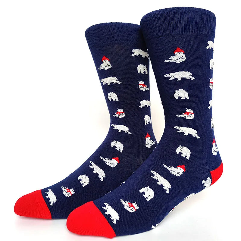 58 Style Cartoon Men Socks Fish bird parrot shark Theme Cotton Novelty Funny Hip Hop Trend Street Long Socks