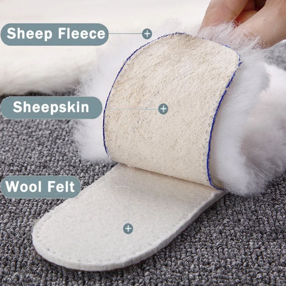 Genuine Sheepskin Fleece Insoles Men Women Winter Thick Cashmere Thermal Real Wool Insoles for Shoes Inner Soles for Snow Boots