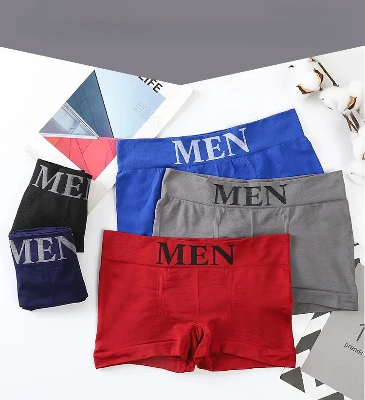 5Pcs/Lot Men's Boxers Underwear Breathable Panties Man Boxer Solid Underpants Comfortable Male Brand Shorts Black Blue Underwear