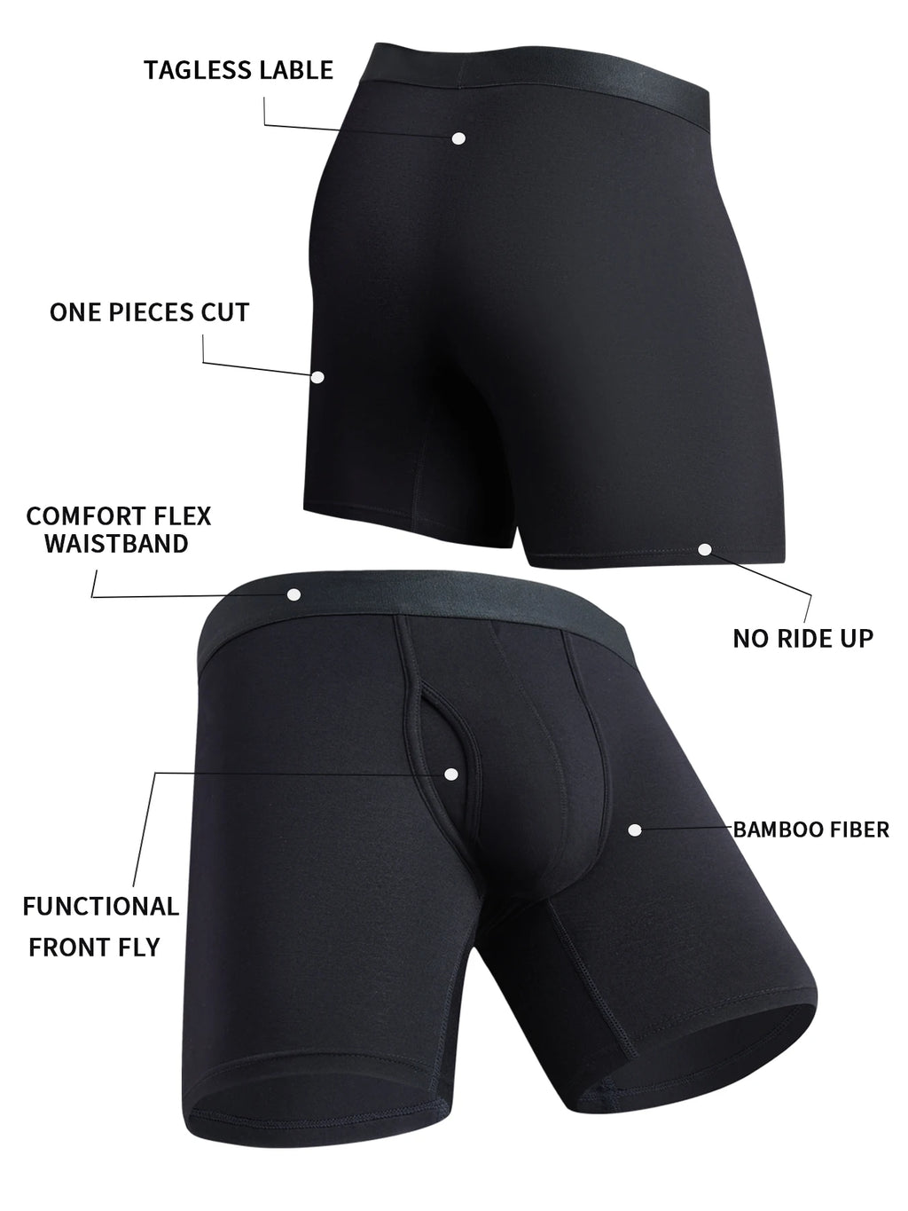 8-Pack Boxers Man Bamboo Fiber Men's panties Sexy Long Boxer Briefs Breathable and Soft Underwear for Men Plus Size S-XXL