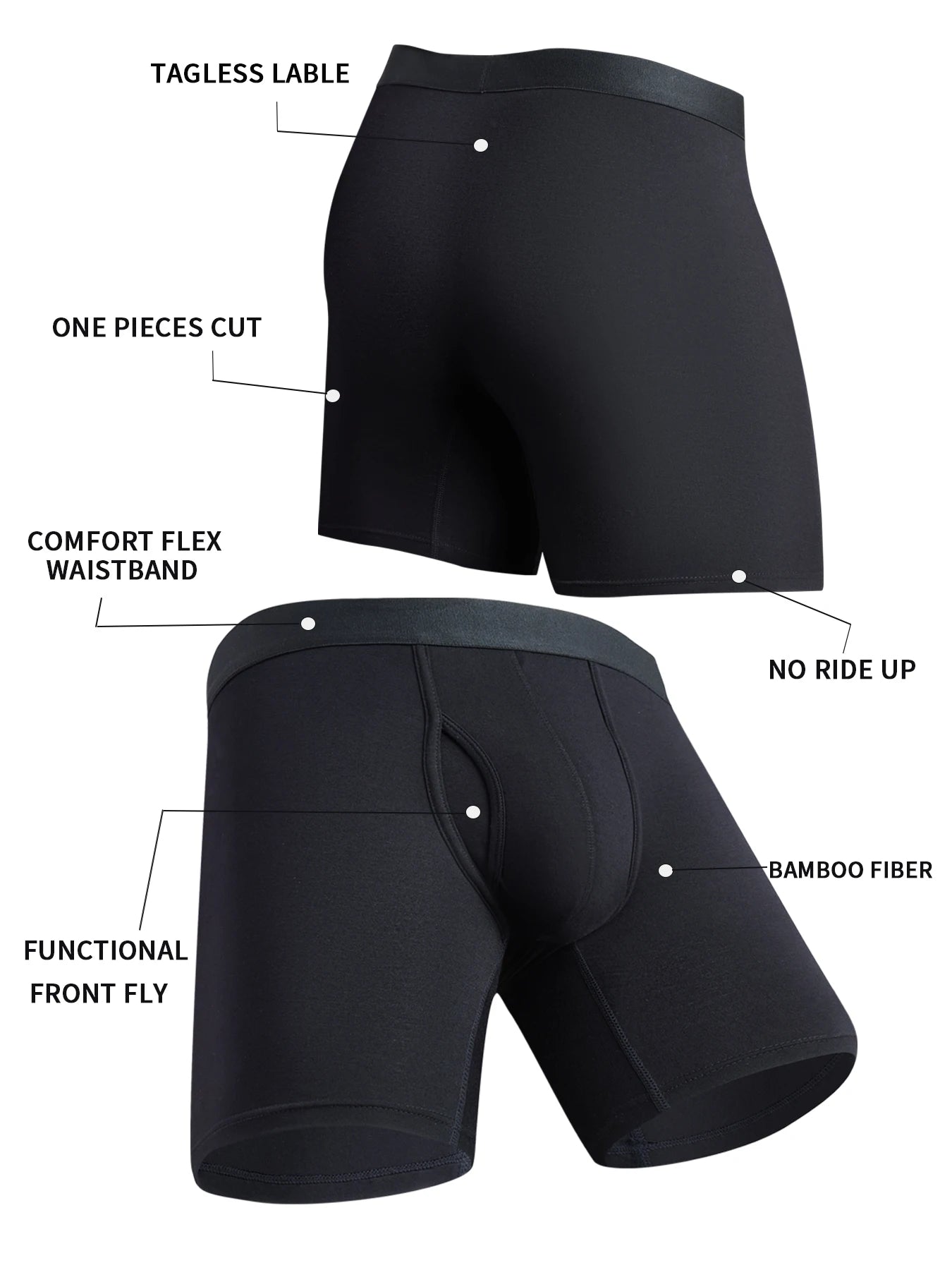 8-Pack Boxers Man Bamboo Fiber Men's panties Sexy Long Boxer Briefs Breathable and Soft Underwear for Men Plus Size S-XXL