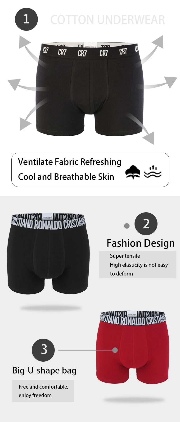 CRIIS SEVEN 7 Boxer Hombre Cotton Cristiano Ronaldo Men Sport Shorts Underwear Male Brand Boxer Men's Briefs Mens Gift Underpant
