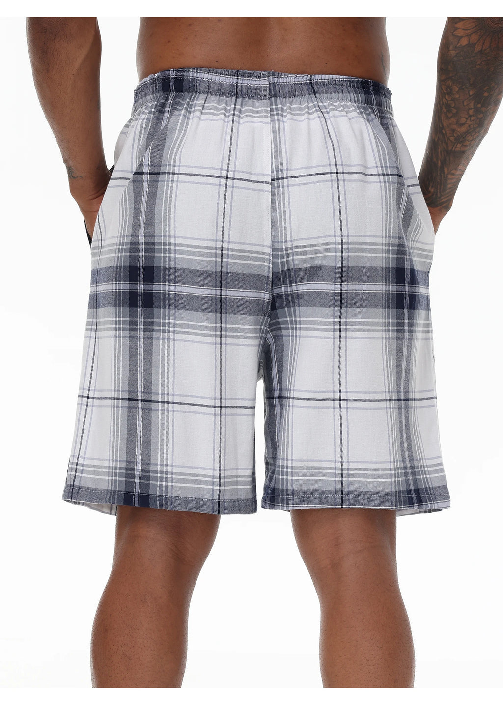 3Pcs Men's 100% Cotton Underwear Boxers Shorts Suit, Plaid Pajama Sleeping Bottoms Pants Suit, Elastic Waist Shorts Homewear