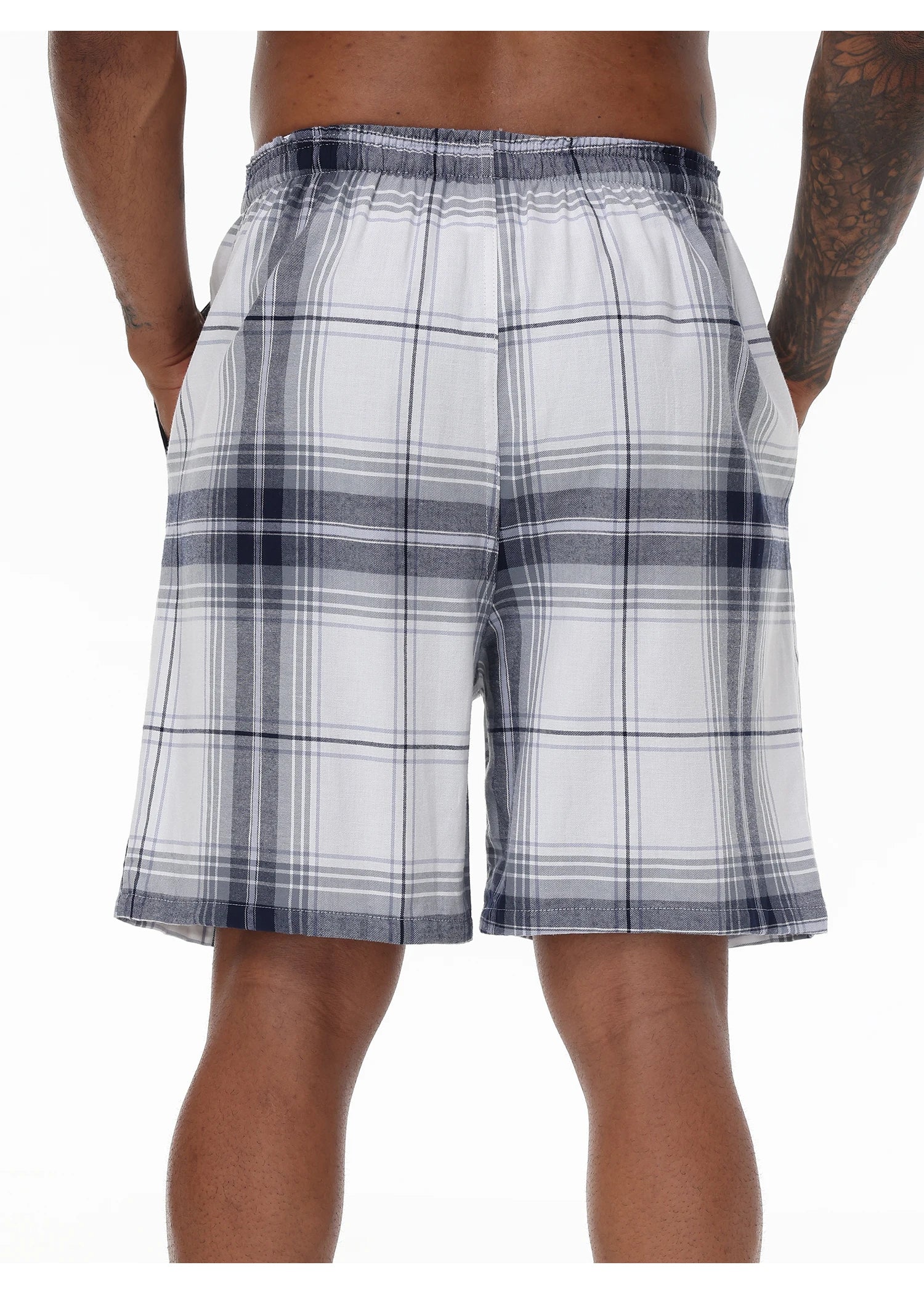 3Pcs Men's 100% Cotton Underwear Boxers Shorts Suit, Plaid Pajama Sleeping Bottoms Pants Suit, Elastic Waist Shorts Homewear