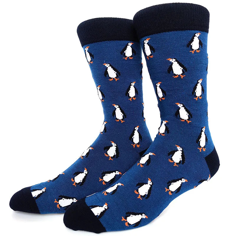 58 Style Cartoon Men Socks Fish bird parrot shark Theme Cotton Novelty Funny Hip Hop Trend Street Long Socks