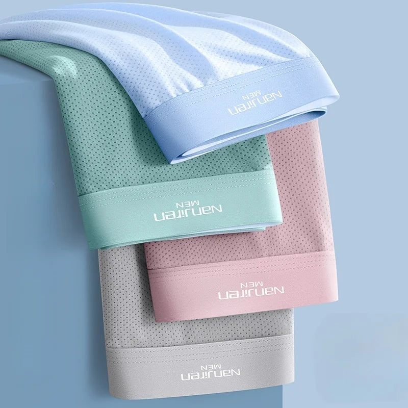 Men Boxers Men's Underwear 3A Antibacterial Underpants Ice Silk Men Boxer Shorts Breathable Elastic Male Panties Plus Size L-6XL