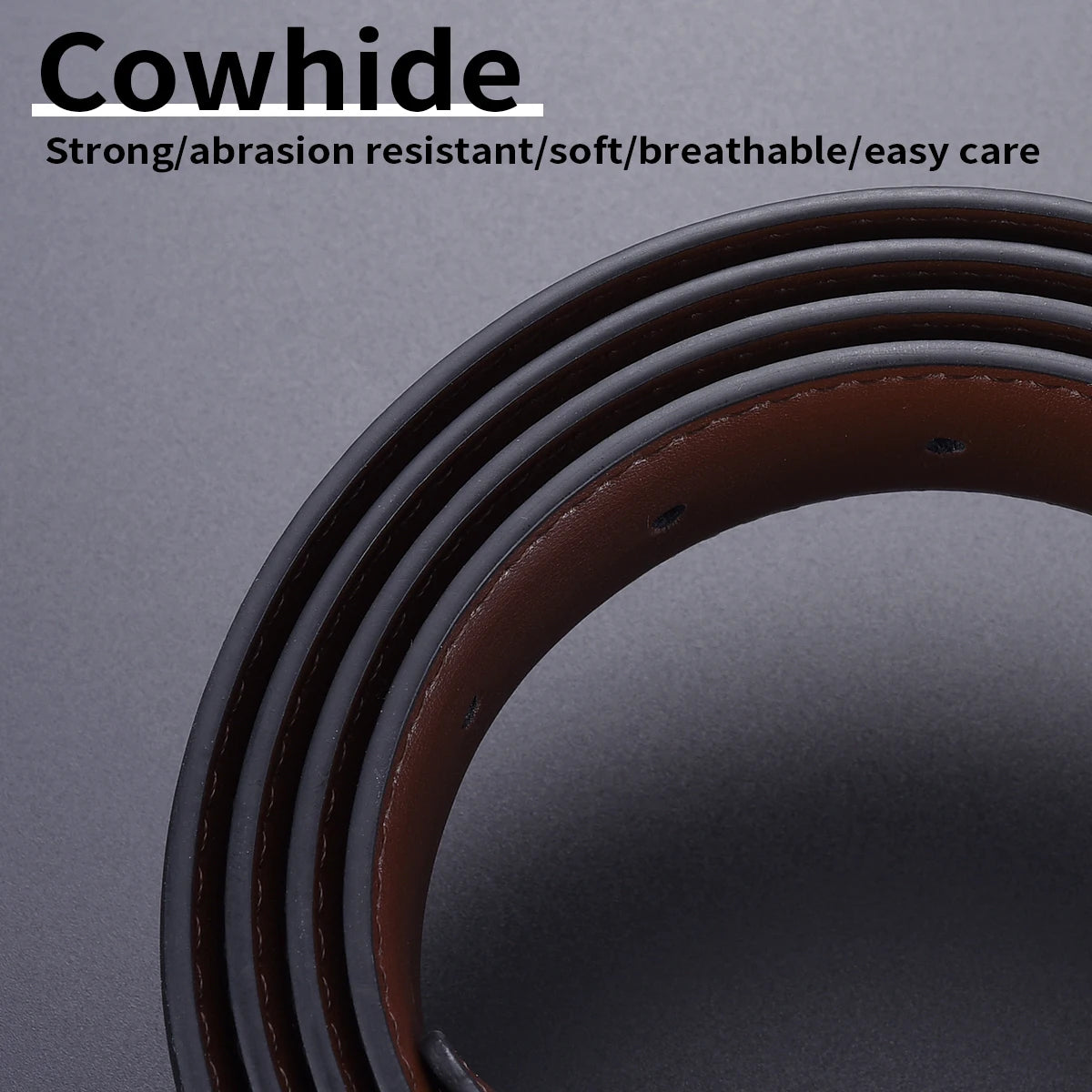 Belt, men's leather needle buckle double-sided cowhide belt, men's young people's business jeans belt, trendy youth