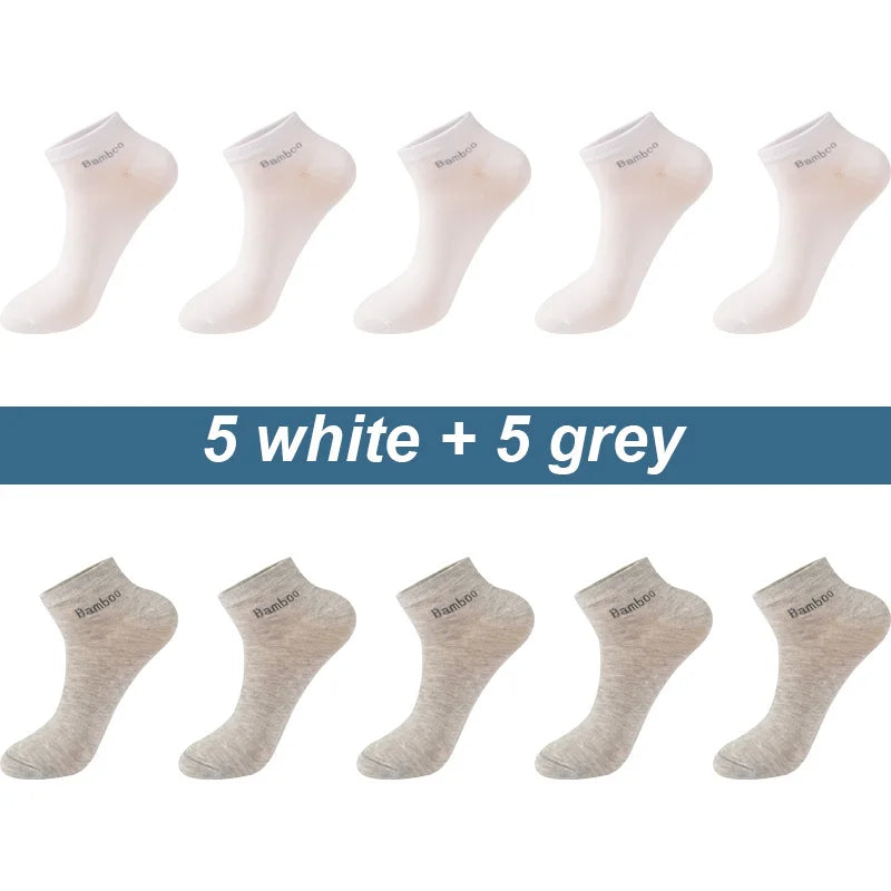 High Quality 10Pairs/Lot Men's Bamboo Fiber Socks Short Casual Breatheable Anti-Bacterial Man Ankle Socks New black busines