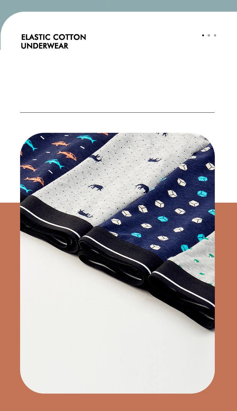 4pcs Men's Panties Sexy Shorts Cotton Underwear Male Breathable Boxers Solid Boxershorts Brand Underpants