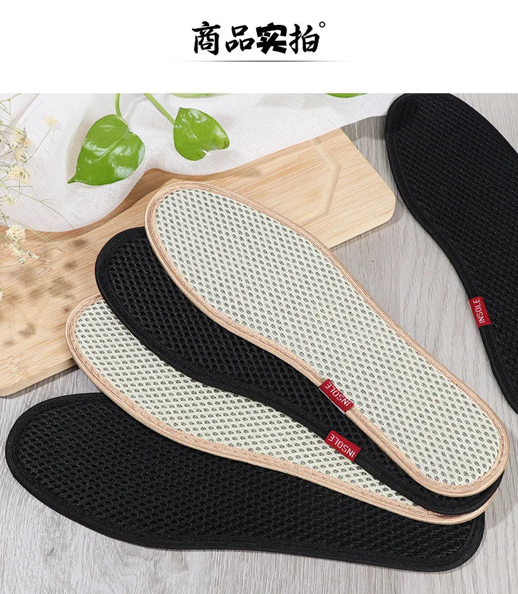 Bamboo Insoles Deodorant Insoles Mesh Breathable Absorb-Sweat Shoe Pads Running Sport Insert Light Weight Cushion for Men