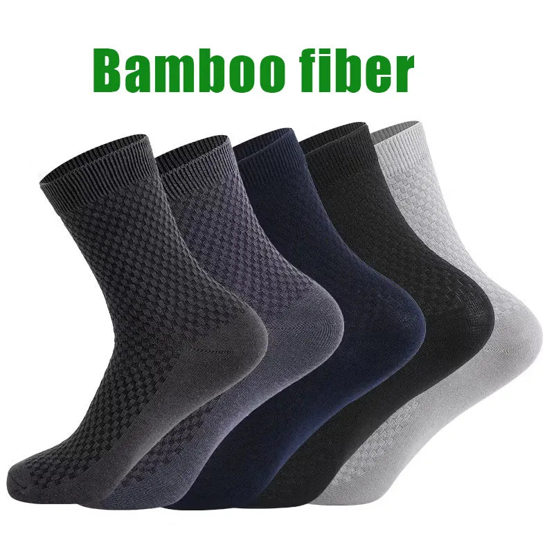 5Pairs/Lot Men's Socks High Quality Bamboo Fiber Business Breathable Deodorizing Socks Men's Casual Socks Large Size EU38-46