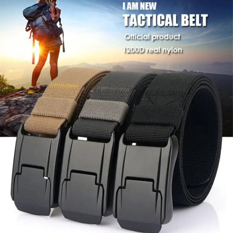 New Stretch Belt For Men and Women Hard Quick Release Buckle Strong Real Nylon Unisex Elastic Belt Overalls Work Belt