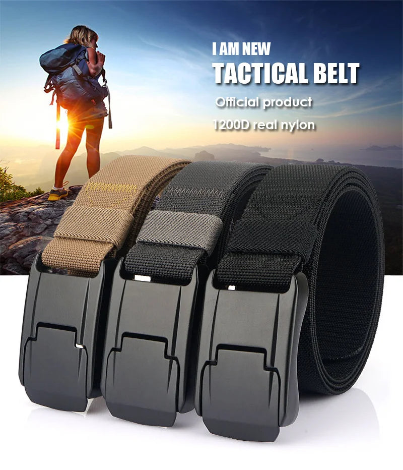 New Stretch Belt For Men and Women Hard Quick Release Buckle Strong Real Nylon Unisex Elastic Belt Overalls Work Belt