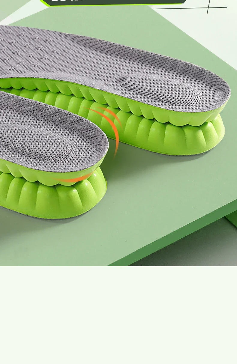 4PCS Soft Elasticity Sole Breathable Comfortable Insoles Men and Women's Sports Shock Absorbing Insole Outdoor Running Insoles