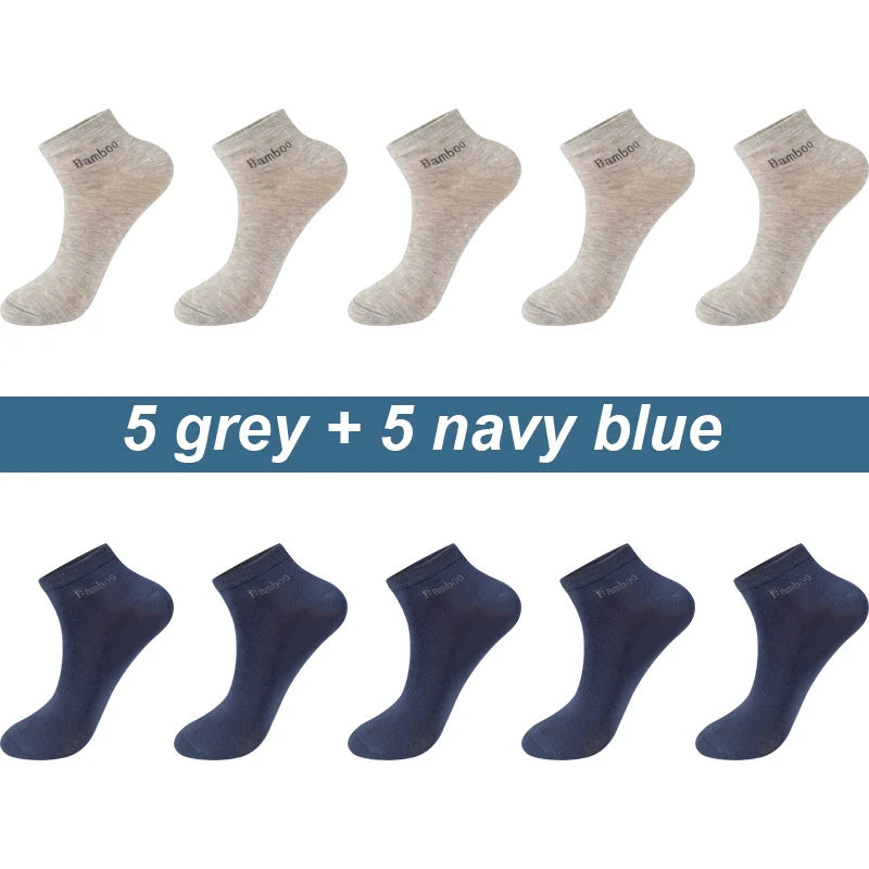 High Quality 10Pairs/Lot Men's Bamboo Fiber Socks Short Casual Breatheable Anti-Bacterial Man Ankle Socks New black busines