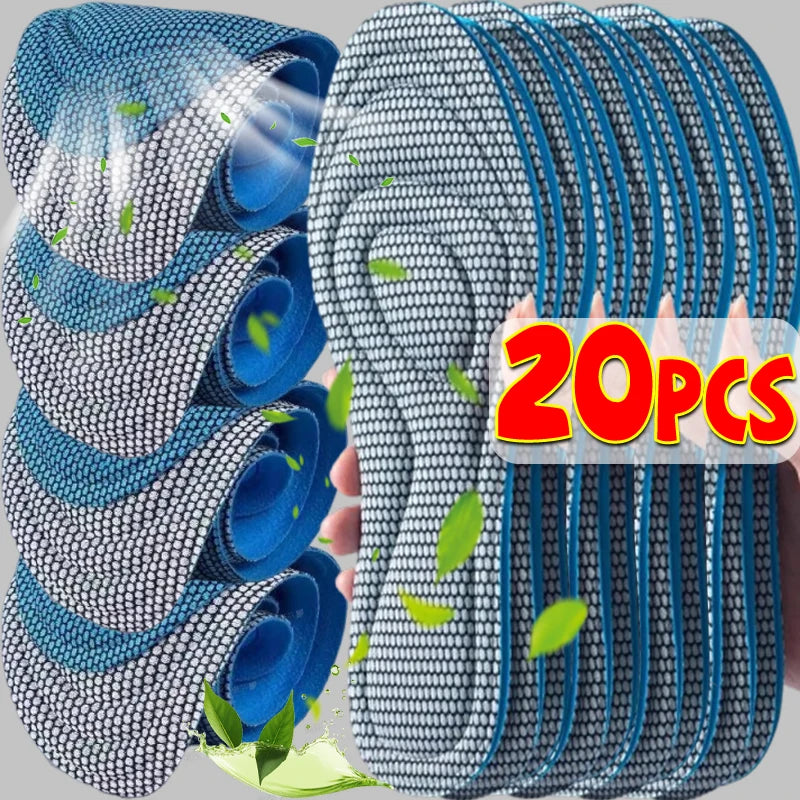 20pcs Memory Foam Orthopedic Insoles Shoes Men Women Nano Antibacterial Deodorization Insole Sweat Absorption Running Cushion