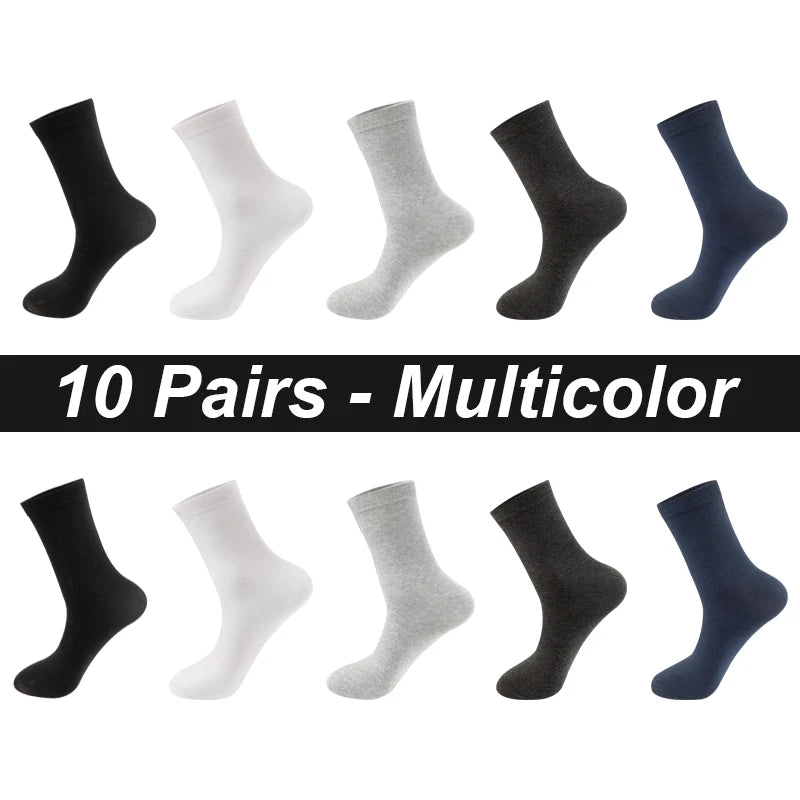 10Pairs/Lot Men Combed Cotton Socks Black Casual Business Breathable High Quality Man Sock New For Male Plus Size EU38-48