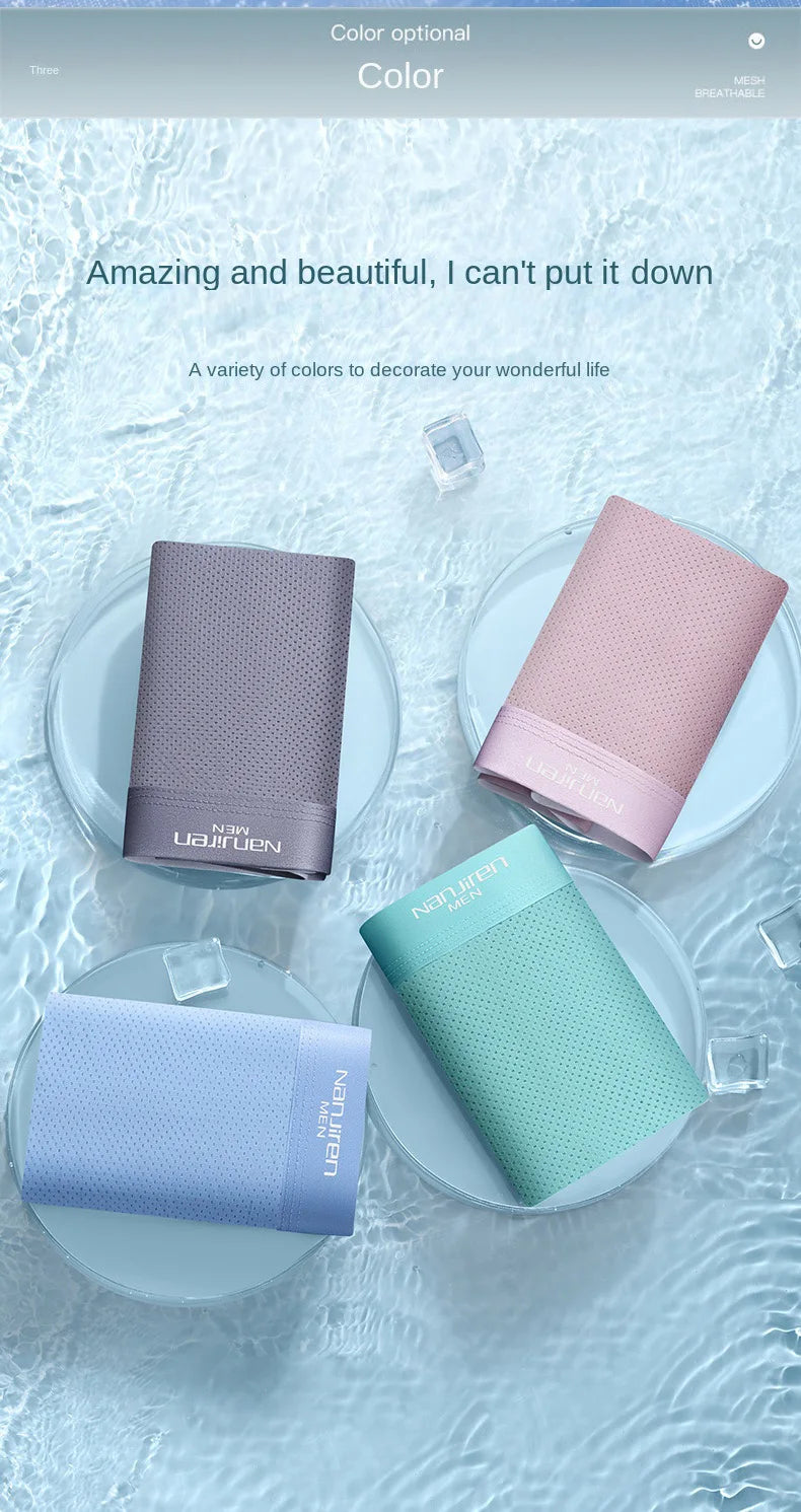 Men Boxers Men's Underwear 3A Antibacterial Underpants Ice Silk Men Boxer Shorts Breathable Elastic Male Panties Plus Size L-6XL