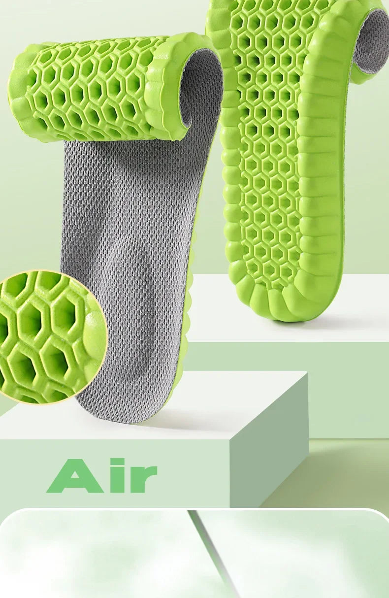 4PCS Soft Elasticity Sole Breathable Comfortable Insoles Men and Women's Sports Shock Absorbing Insole Outdoor Running Insoles