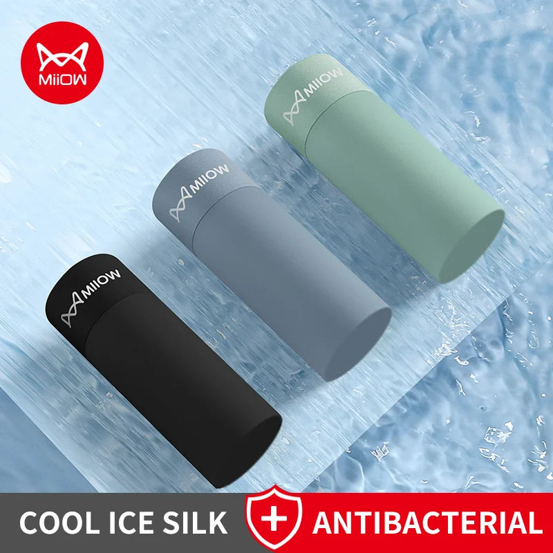 MiiOW 3Pcs Ice Silk Men Panties Mesh Breathable Mens Underpants 10A Antibacterial Crotch Men's Underwear Boxers Man Boxer Briefs