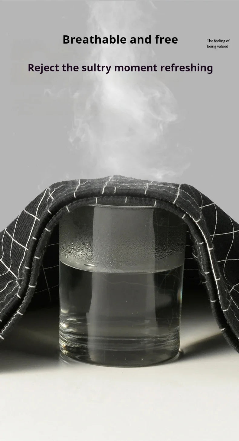 4Pcs Mens Underwear Boxers Shorts Casual Cotton Sleep Underpants Homewear Men Panties Striped Plaid Loose Comfortable Underwear