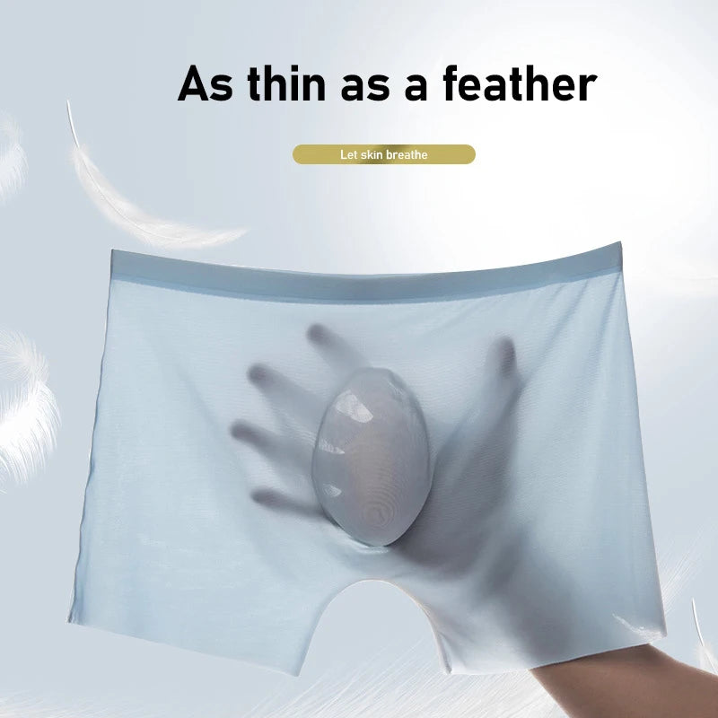 3Pcs/Lot Men's Summer Ultra-thin Boxers Briefs Ice Silk Seamless Underwear Sexy Lingerie Underpants Shorts Breathable Panties