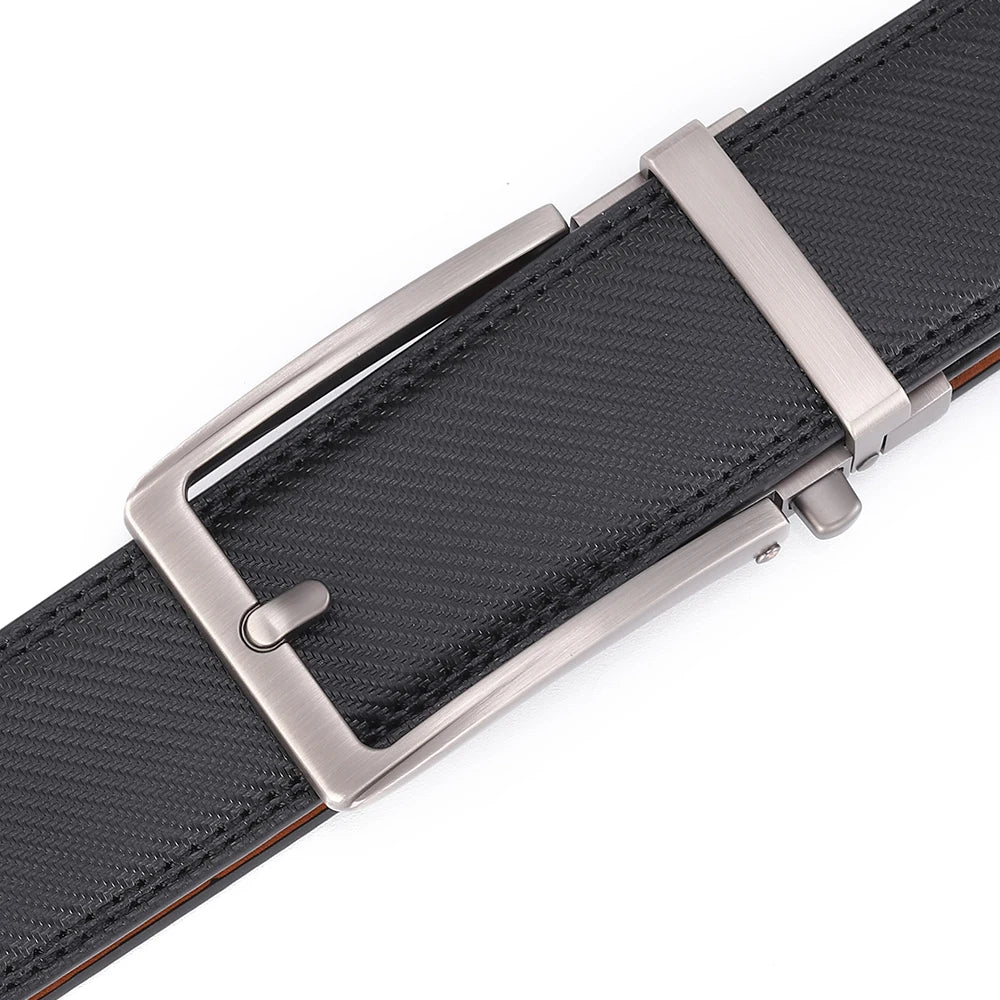 Click Belts for Men Luxury Brand Designer Fashion Automatic Buckle Genuine Leather Men's Belt Male Jeans Waist Strap Blue 3.5 cm