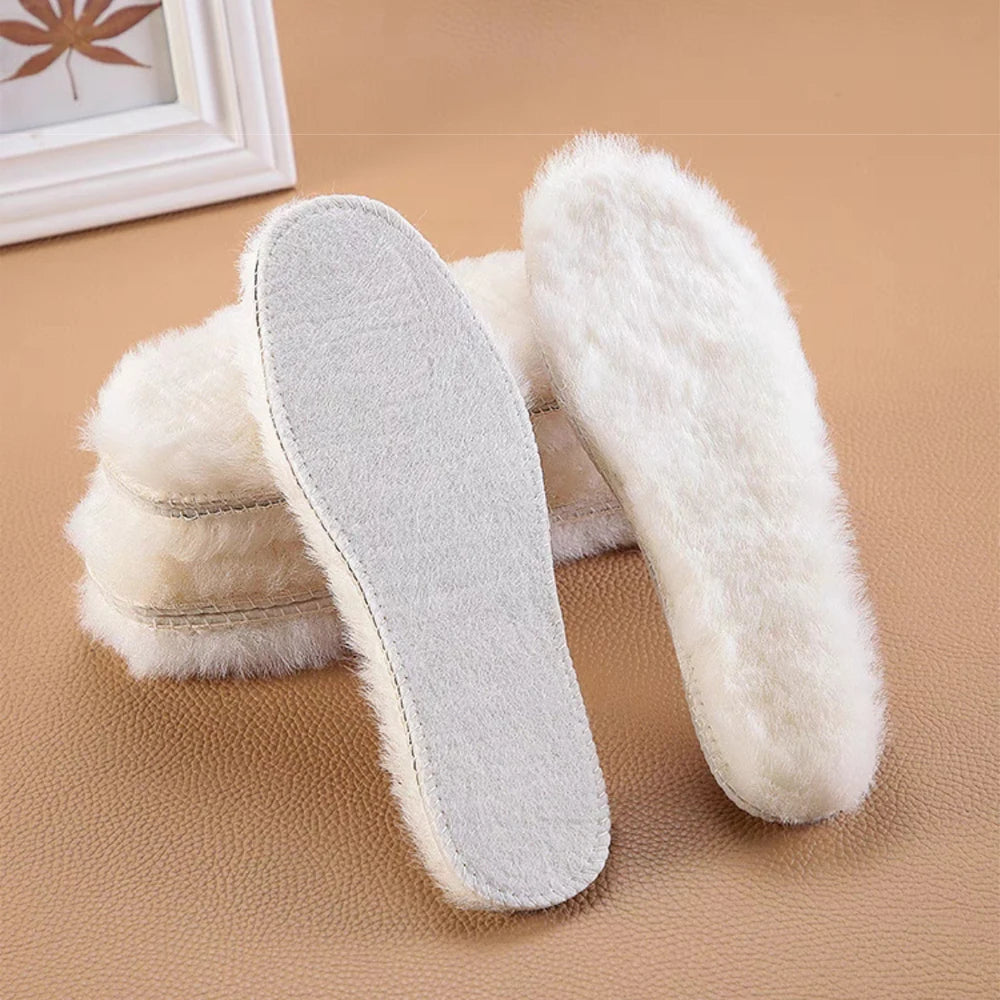 Genuine Sheepskin Fleece Insoles Men Women Winter Thick Cashmere Thermal Real Wool Insoles for Shoes Inner Soles for Snow Boots