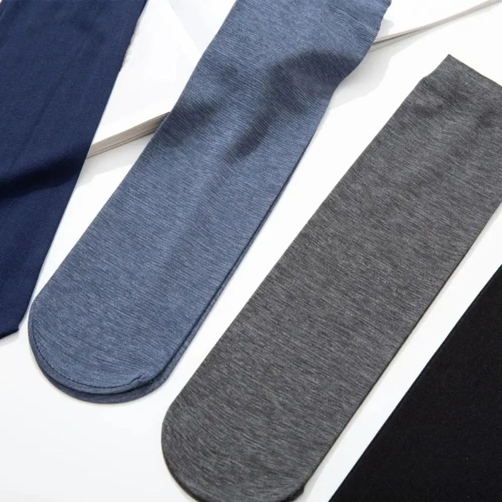 10pairs Men Ice Silk Socks Summer Spring Ultra-thin Socks Solid Business Socks Breathable Soft Socks Ankle Bamboo Fiber Socks