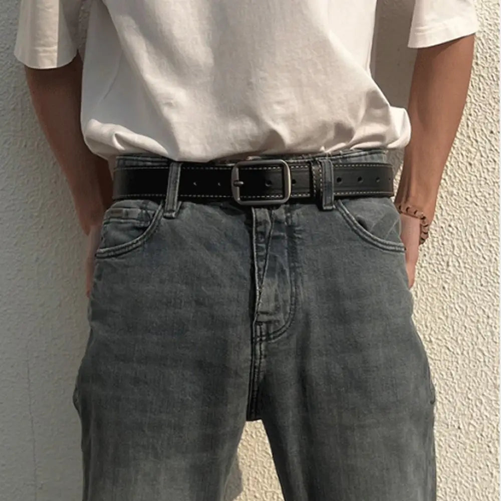 Leather Belt For Men Pin Buckle Jeans Black Belt Chic Luxury Brand Ladies Vintage Strap Waistband