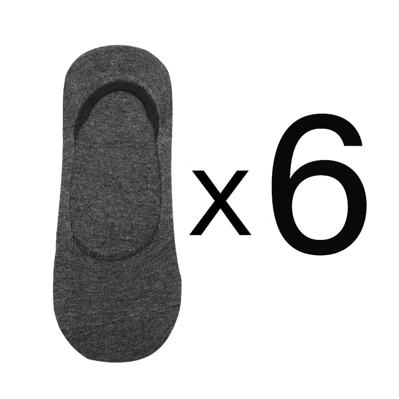 6 Pairs/Lot Men's Bamboo Breathable Invisible Socks Low Cut Casual Cotton Boat Non-Slip No Show High Quality Sock