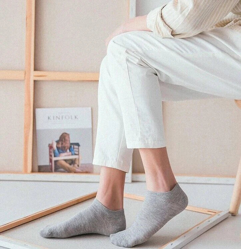 Men Ankle Socks Solid Color Black White Gray Invisible Breathable Cotton Sports Socks Male Short Socks Women Men Sox 10/5Pcs