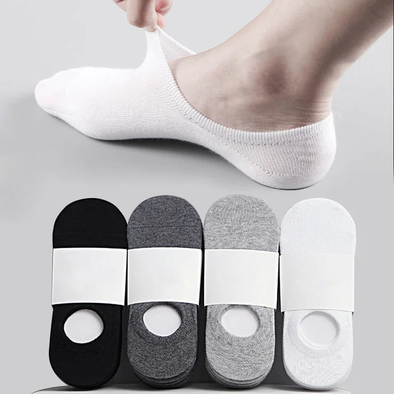 5/10 Pairs Men's Invisible Socks Slippers Cotton Silicone Non-slip Summer No-show Ankle Socks Casual Breathable Thin Boat Sock