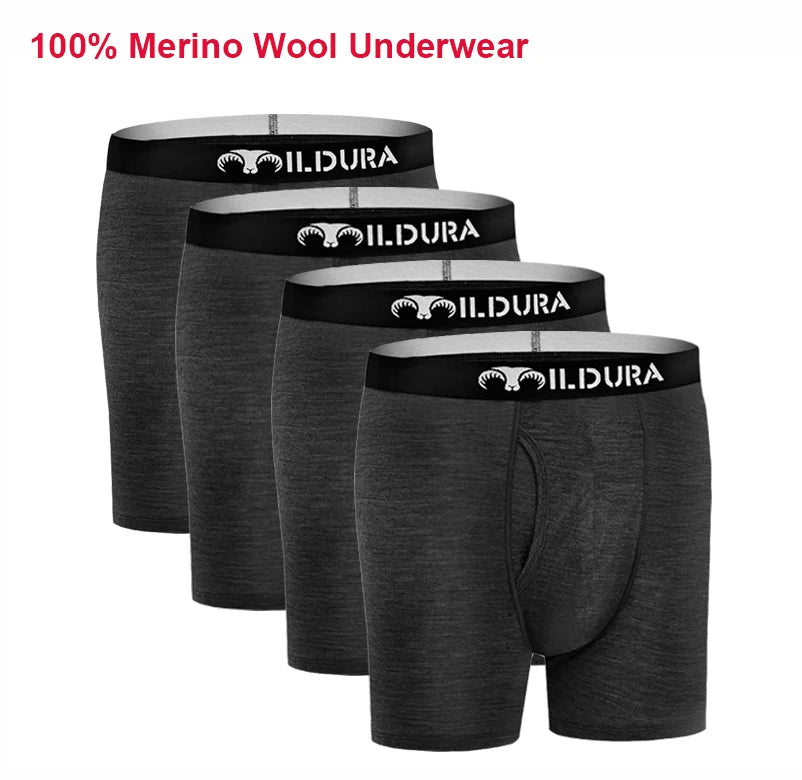 100% Merino Wool Boxer Briefs Men Underwear Merino Wool Boxer Underpants Men Boxer Brief Moisture Wicking Breathable Soft 180G
