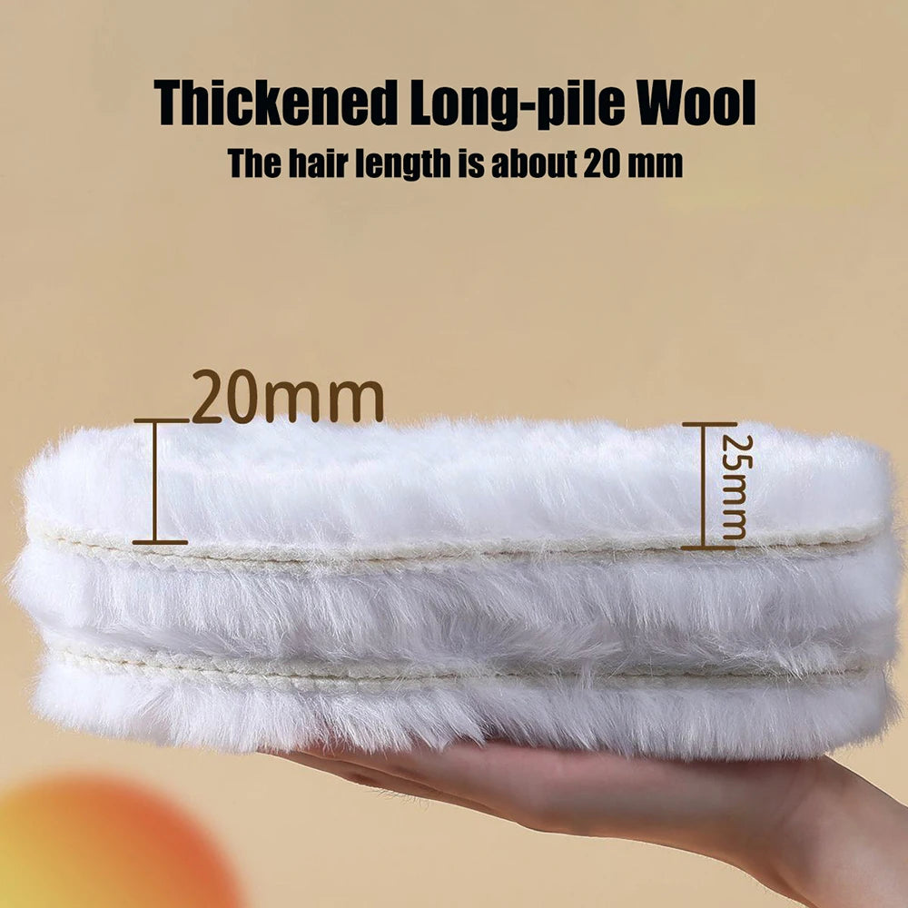 Genuine Sheepskin Fleece Insoles Men Women Winter Thick Cashmere Thermal Real Wool Insoles for Shoes Inner Soles for Snow Boots