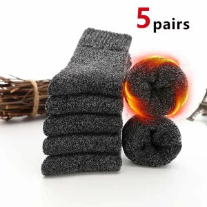 5/10 Pairs Men Retro Solid Color Casual Wool Socks Winter Warm Mid Length Sock Ultra Thick Men Antifreeze Cashmere Socks