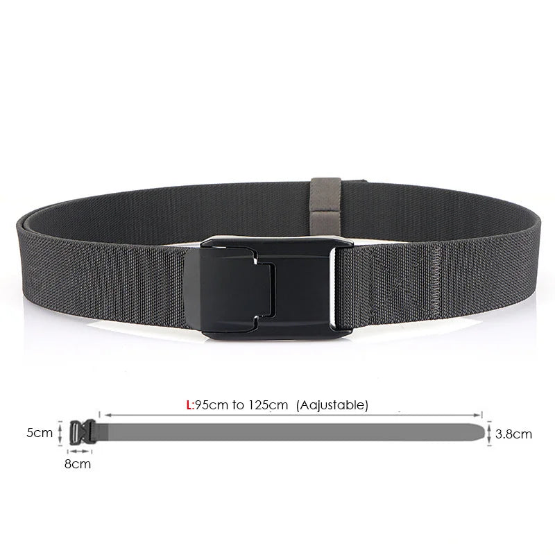 New Stretch Belt For Men and Women Hard Quick Release Buckle Strong Real Nylon Unisex Elastic Belt Overalls Work Belt