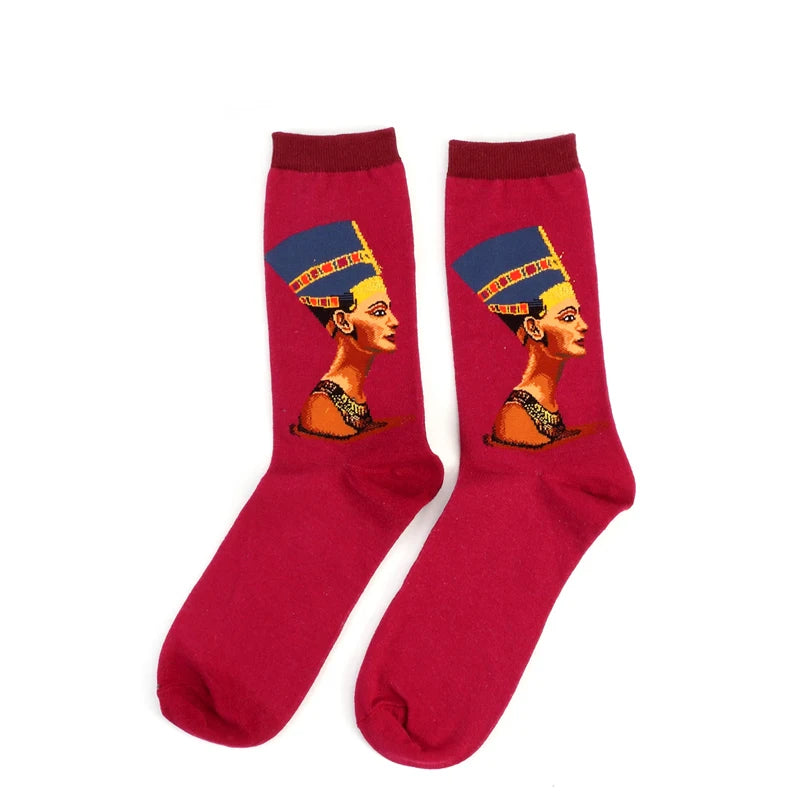 1 Pair Autumn Winter Retro Men Socks Couple Socks New Art Van Gogh Mural World Famous Oil Painting Series Funny Socks