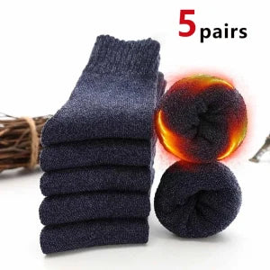 5/10 Pairs Men Retro Solid Color Casual Wool Socks Winter Warm Mid Length Sock Ultra Thick Men Antifreeze Cashmere Socks